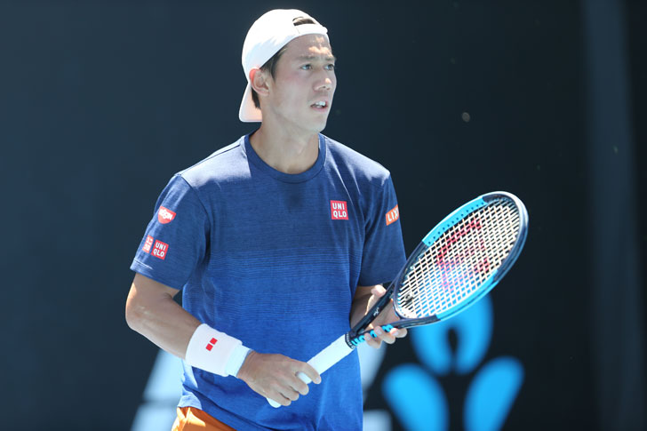 錦織選手は正午過ぎから1時間半にわたって調整した