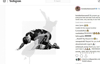 コスタ・バルバローシスは、公式インスタグラムでも改めて犠牲者への鎮魂の祈りを捧げた