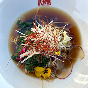 100% Vegan vege ramen as well as vegan soup cooked with roasted root vegetables
