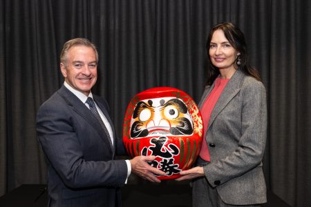Toyota BHP MOA Signing 2nd August 2023 - (L-R) - Matthew Callachor - Toyota & Geraldine Slattery - BHP