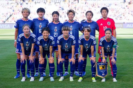Japanese players pose for a team photo before the AFC Women's Asian Cup Australia 2026 Quarter Final match between Japan and Philippines at Stadium Australia on Mar 15, 2026 in Sydney, Australia